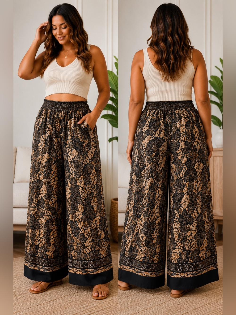 Kobi Halperin 100% Silk Wide Leg Pants Floral Print Palazzo Resort Size XL